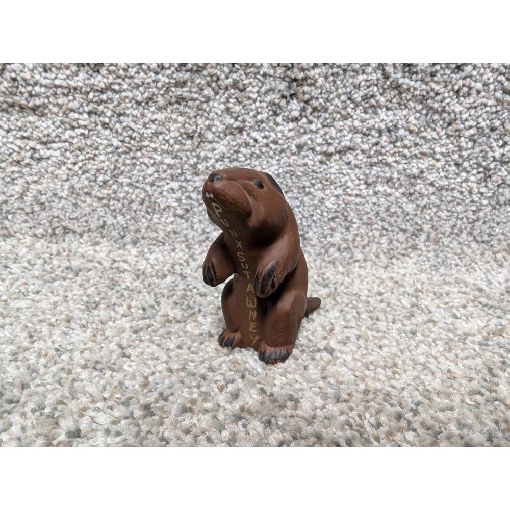 Vintage 70s 80s Punxsutawney Phil Handpainted Clay Groundhog Souvenir Figurine